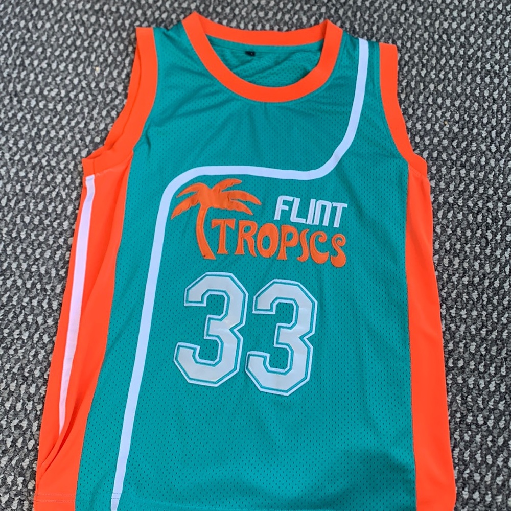 Men’s green Flint Tropics Jackie Moon Semi-Pro movie basketball jersey size M